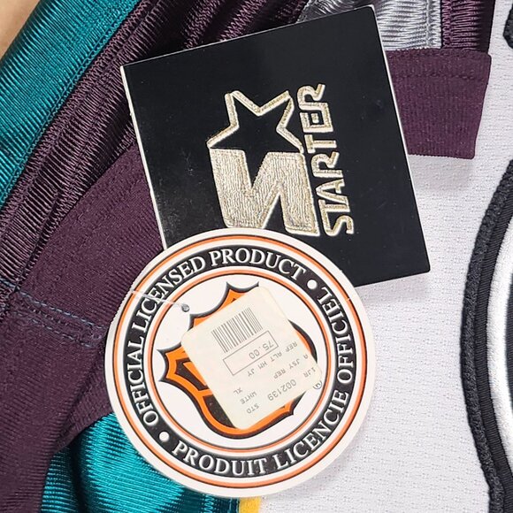 Anaheim Ducks NHL Hockey Jersey XL Starter Brand Teal White Polyester NWT - Picture 10 of 14